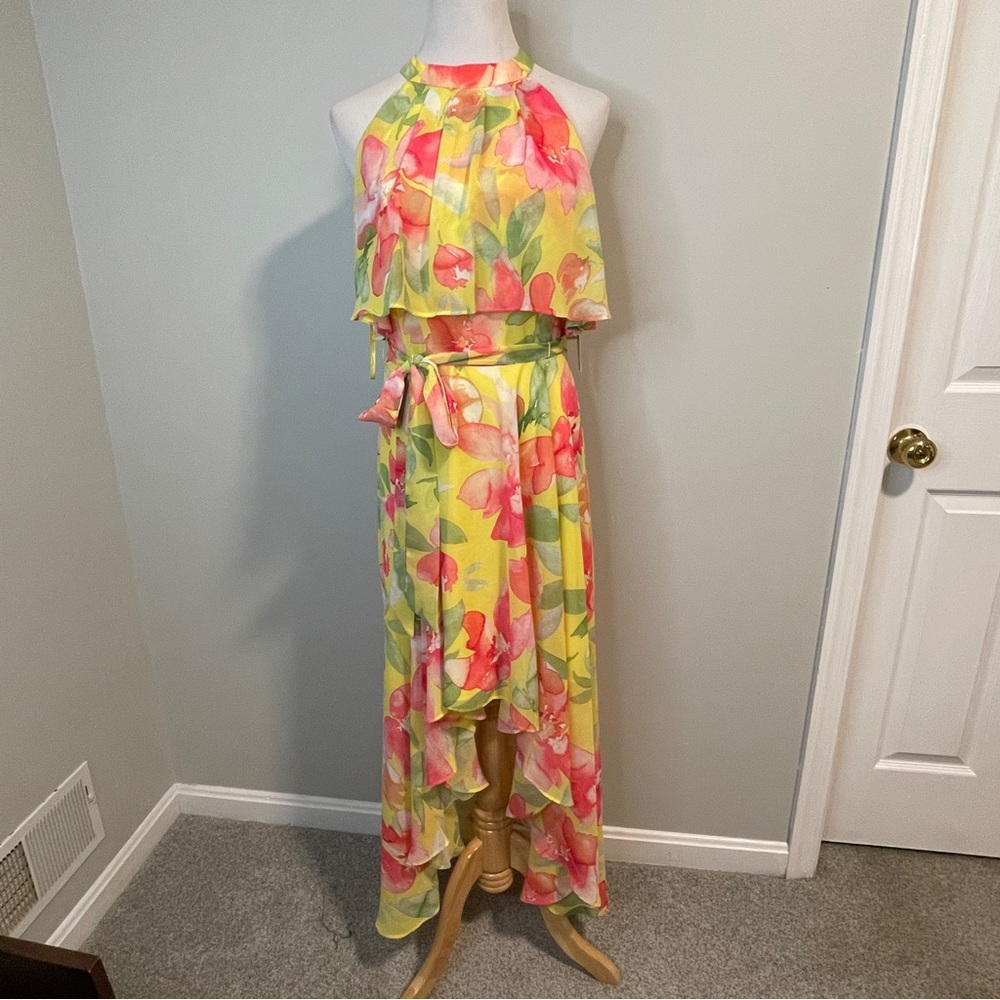 Eliza J Floral Halter Neck High-Low Dress